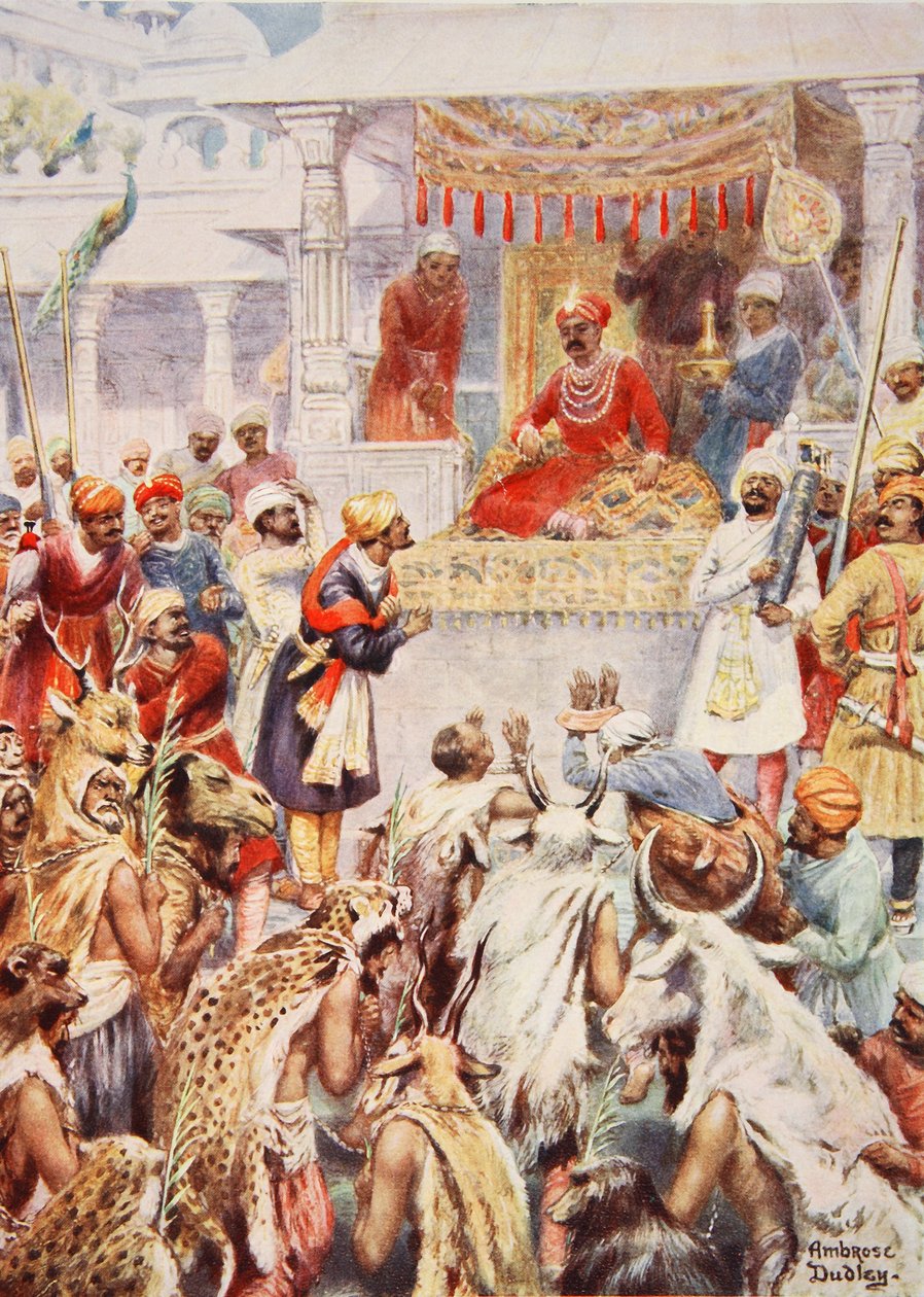 Khan Jahan viser Akbar sine fyrstelige fanger, illustrasjon fra 