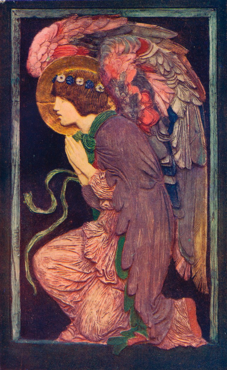An Angel Adoring`, et farget gipsrelieff av Robert Anning Bell, c1901 1901-1902. av Robert Anning Bell