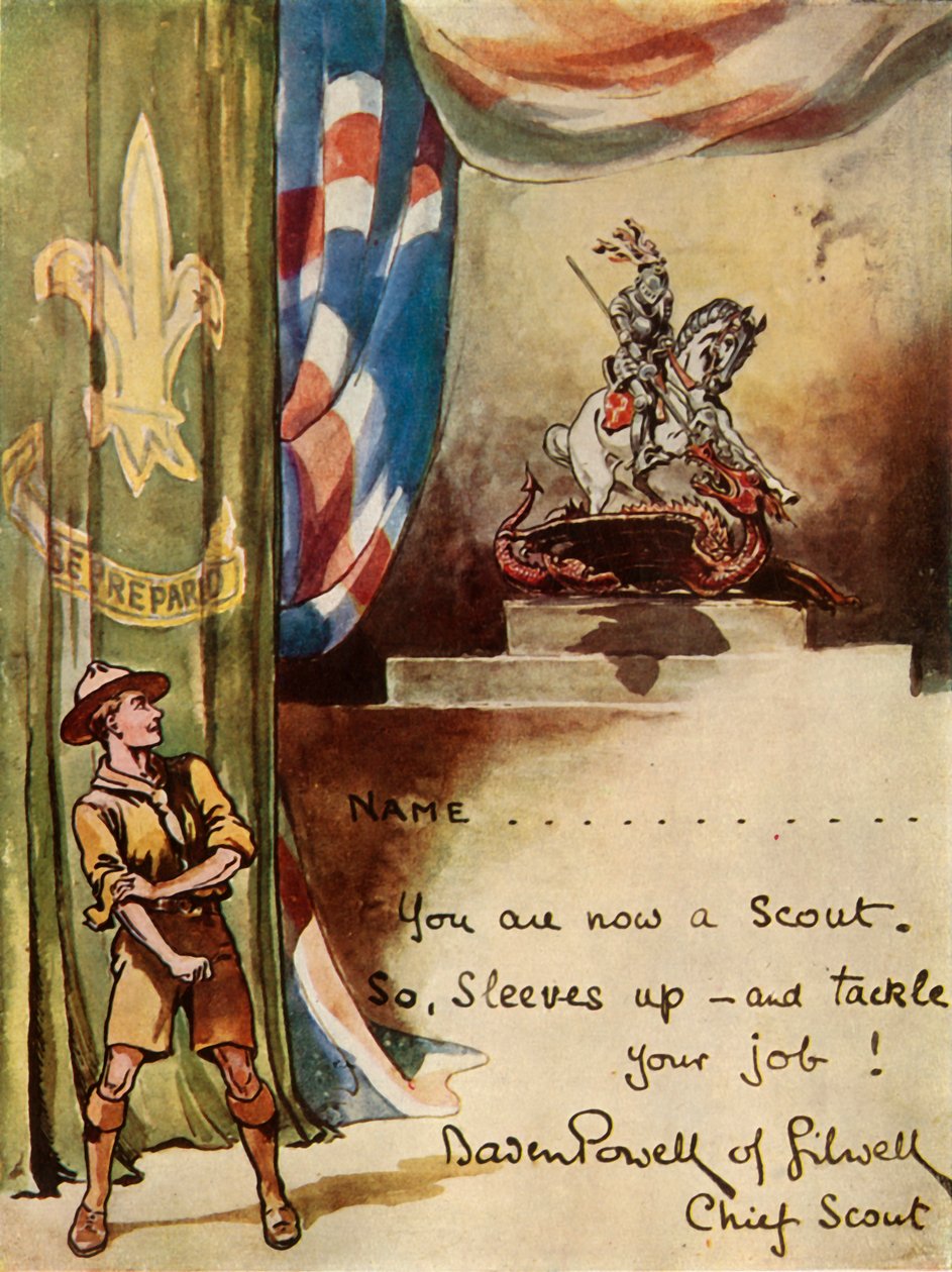 Design for påmeldingskort for speidere, 1944. av Robert Baden Powell