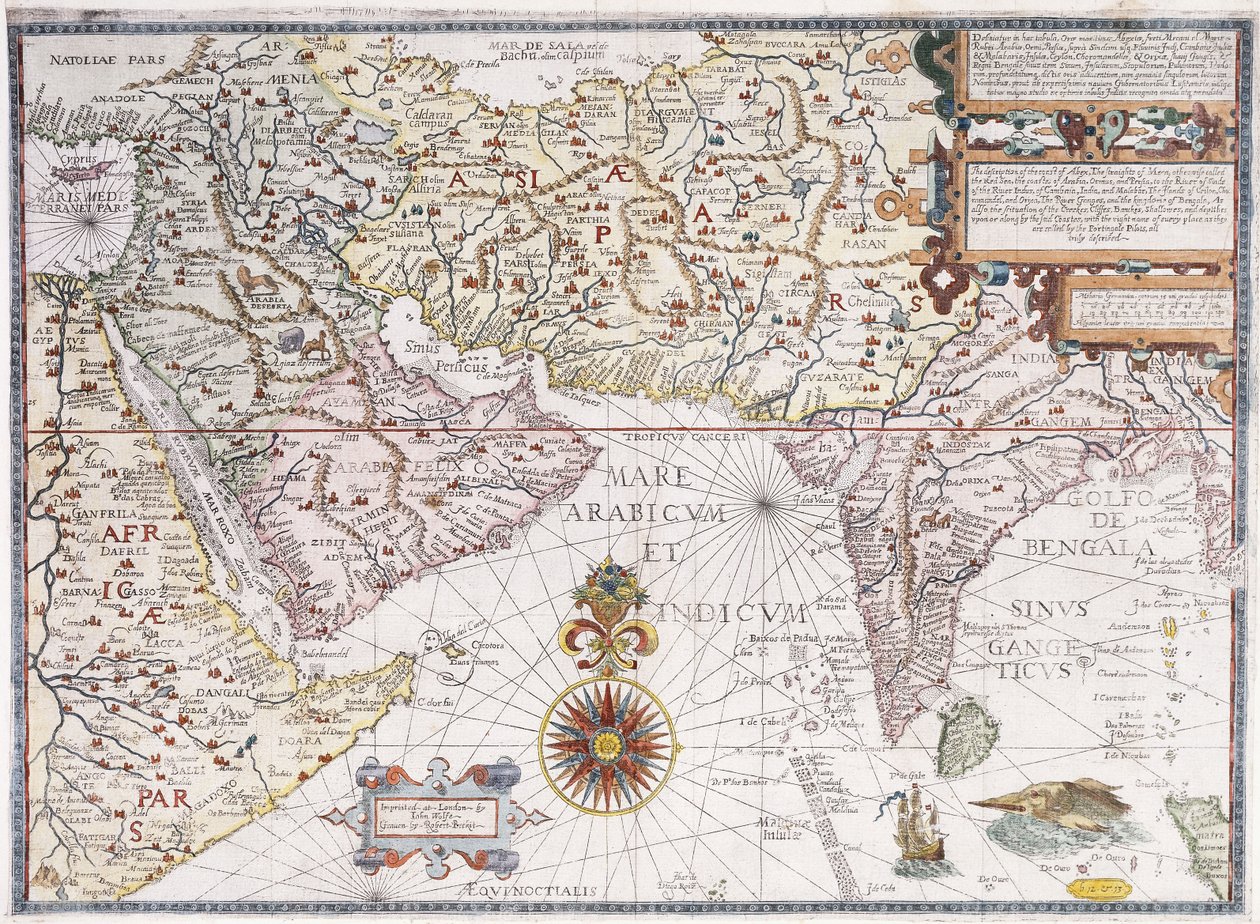 Et kart over Øst-Afrika, Arabia og India, 1598 av Robert Beckit