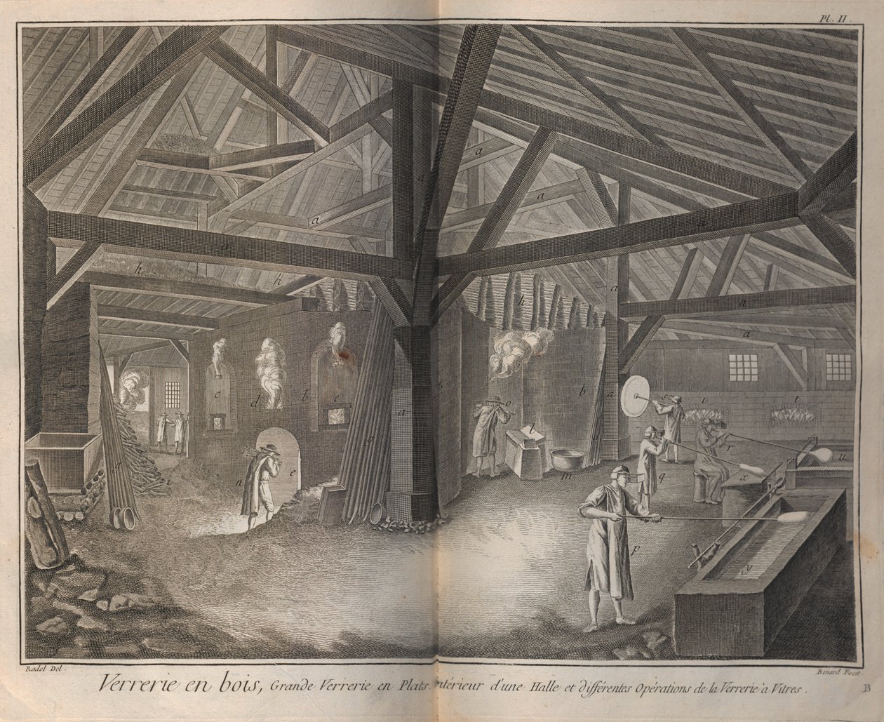 Glassproduksjon. Fra Encyclopédie av Denis Diderot og Jean Le Rond dAlembert, 1751-1765. av Robert Benard