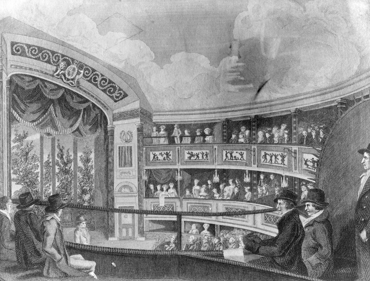 Interiøret til det olympiske teateret nær Drury Lane, gravert av Henry Richard Cook, 1816 av Robert Blemell Schnebbelie