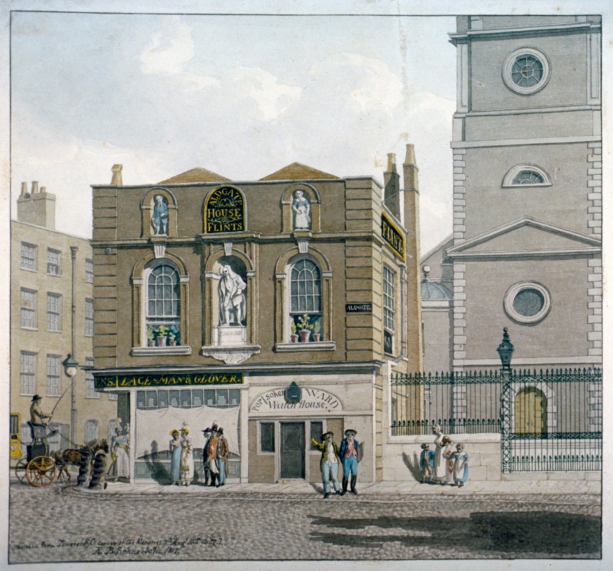 Aldgate House, Aldgate High Street, London, 1815 av Robert Blemmell Schnebbelie