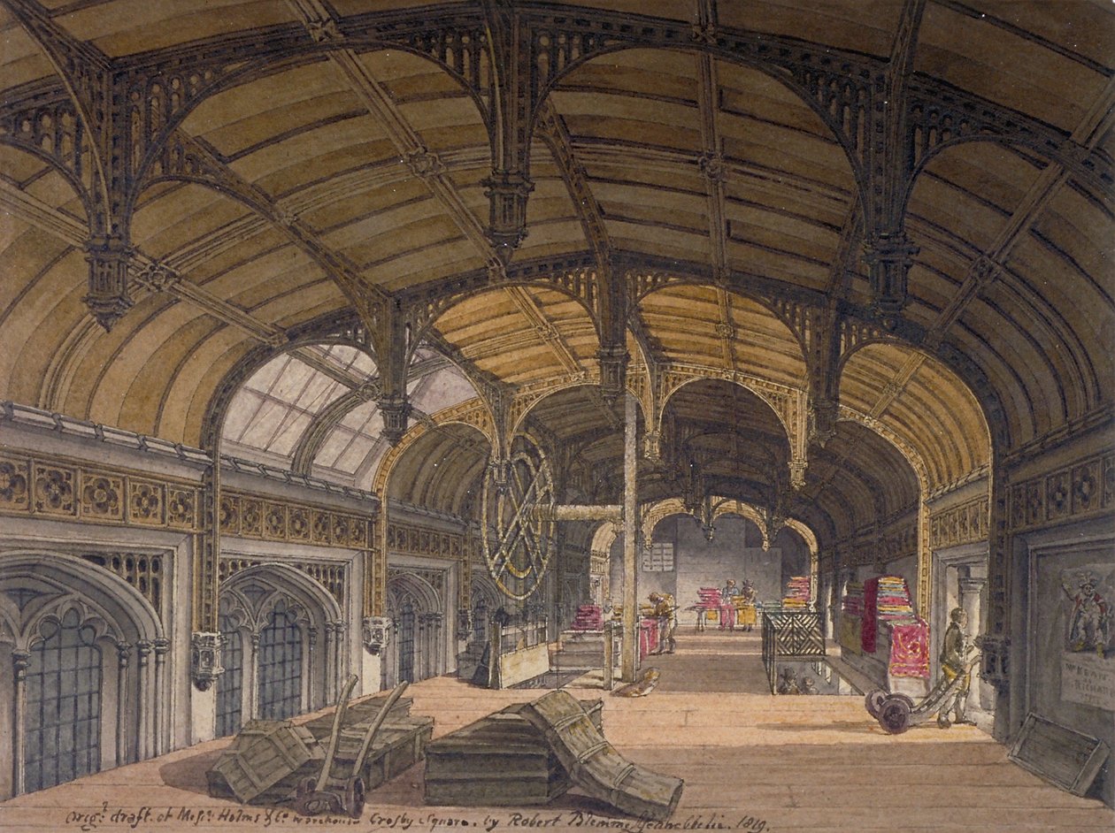 Innvendig utsikt over Crosby Hall ved Bishopsgate nr. 36, City of London, 1819 av Robert Blemmell Schnebbelie