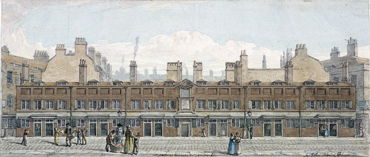 Monkwell Street, London, 1818 av Robert Blemmell Schnebbelie