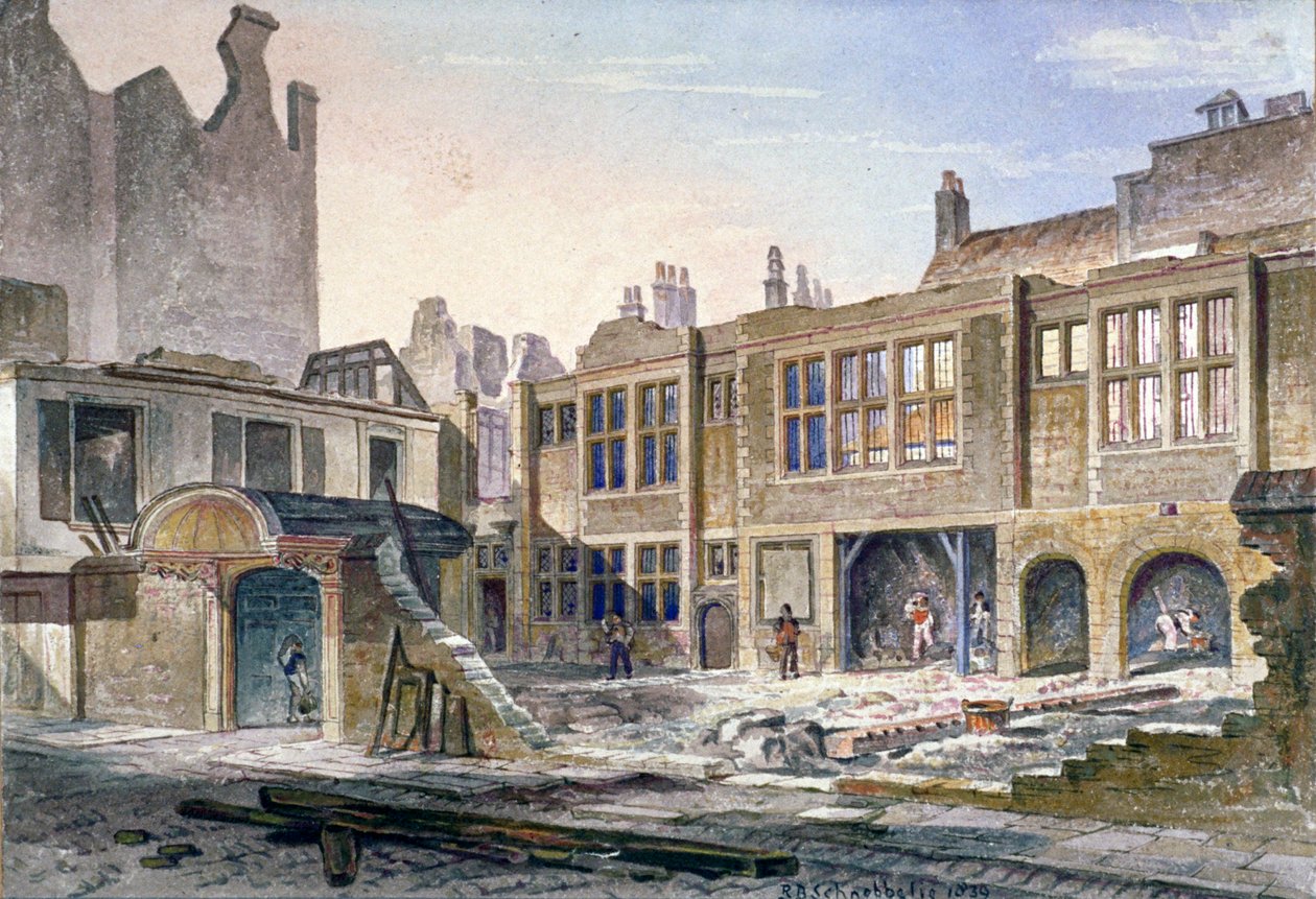 Utsikt over rivingen av Winchester Place, London, 1839 av Robert Blemmell Schnebbelie
