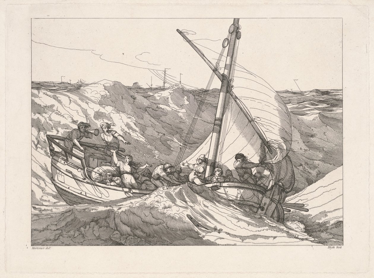 Båt i en storm på sjøen av Robert Blyth, after John Hamilton Mortimer