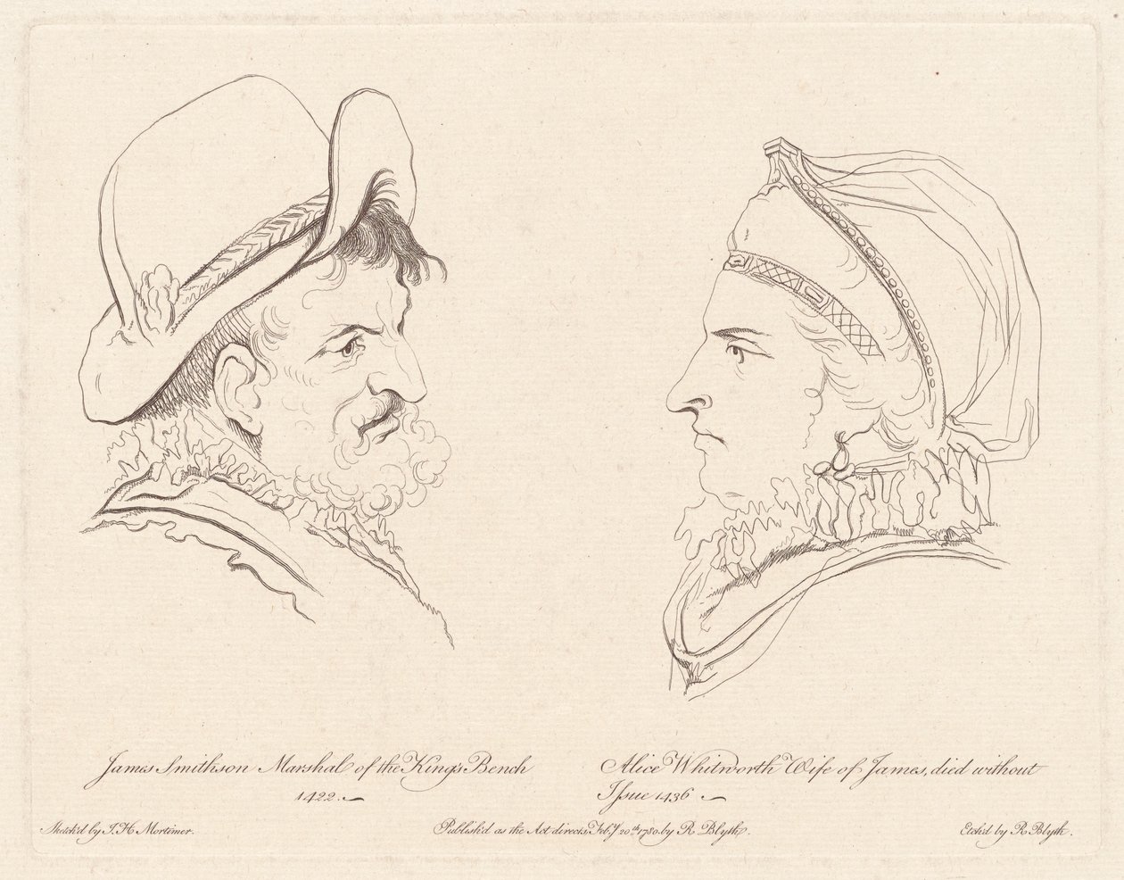 James Smithson og Alice Whitworth av Robert Blyth, after John Hamilton Mortimer