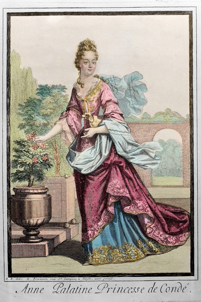 Anne Palatine, Princess of Conde (Anne de Baviere (1648-1723) (Anne Henriette Julie de Baviere) (Anne Henriette of Bavaria) (Anna del Palatinato) - engraving by Robert Bonnart - av Robert Bonnart
