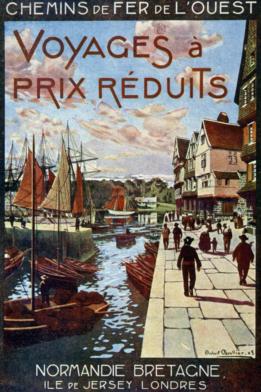 En havn i Normandie, annonse for de vestlige jernbanene i Frankrike av Robert Boullier