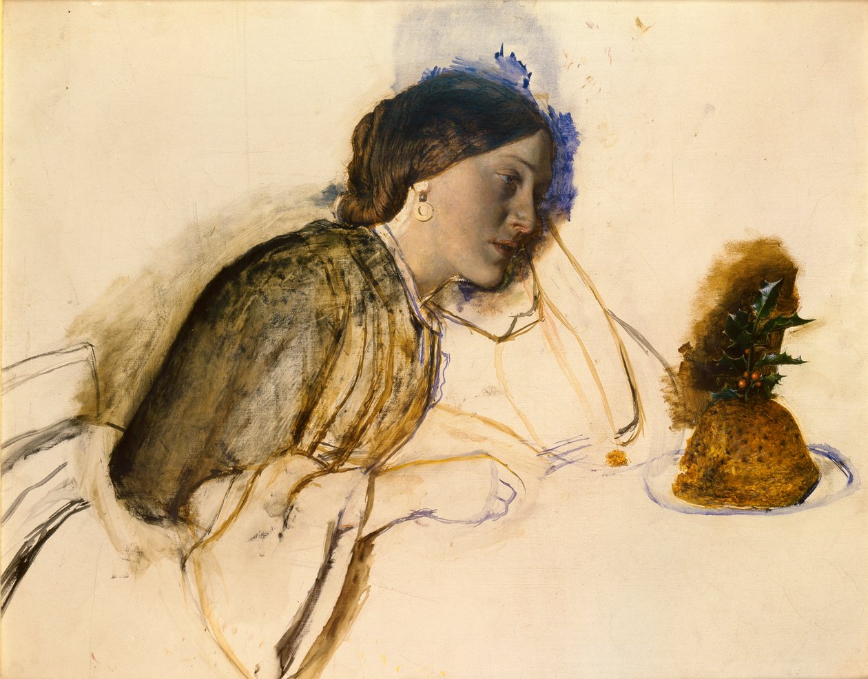 Den fattige skuespillerinnens julemiddag, c1860 av Robert Braithwaite Martineau