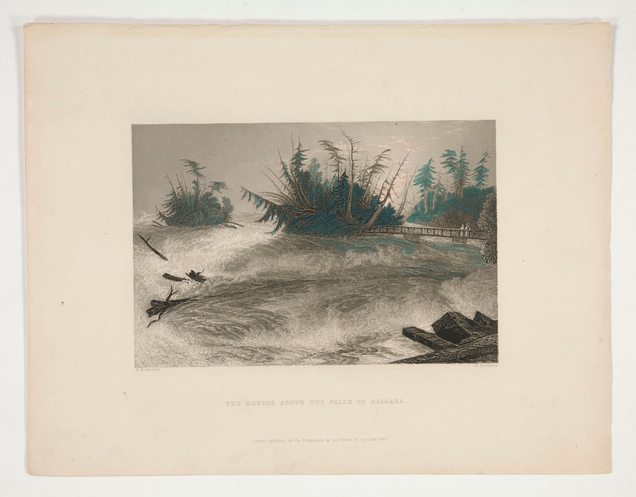 The Rapids Above the Falls of Niagara, illustrasjon for Nathaniel Parker Willis av Robert Brandard