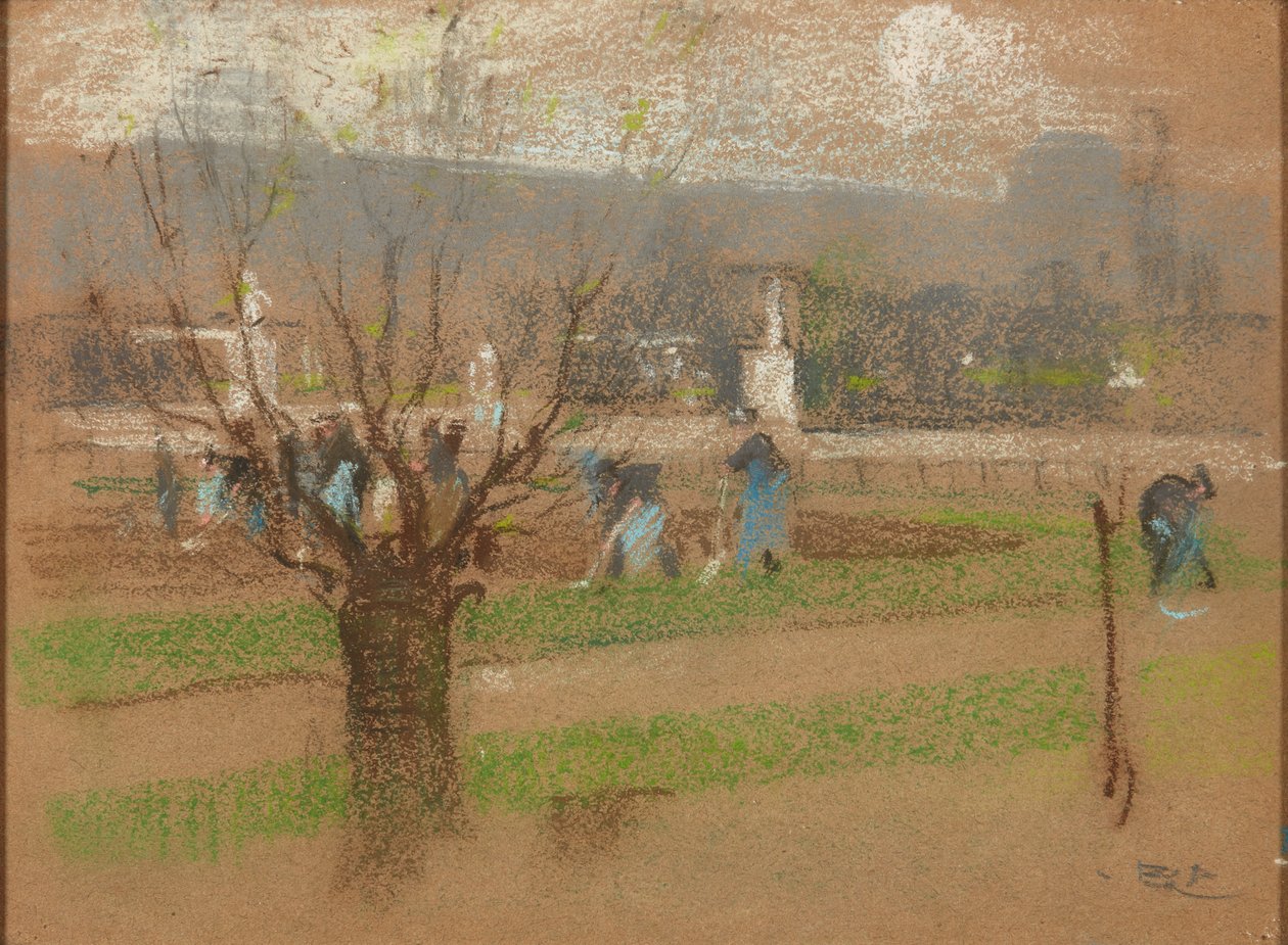 Løkplanting i Tuileriene, Paris (pastell) av Robert Brough