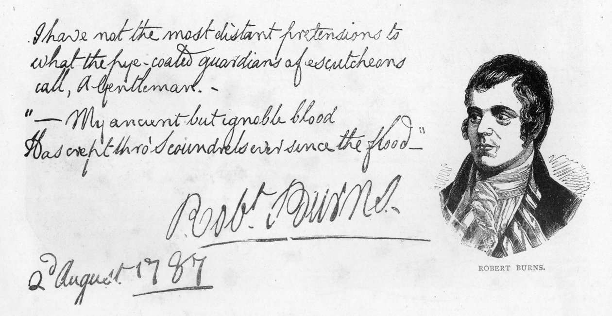 Håndskrift og signatur av Robert Burns, 1787 av Robert Burns