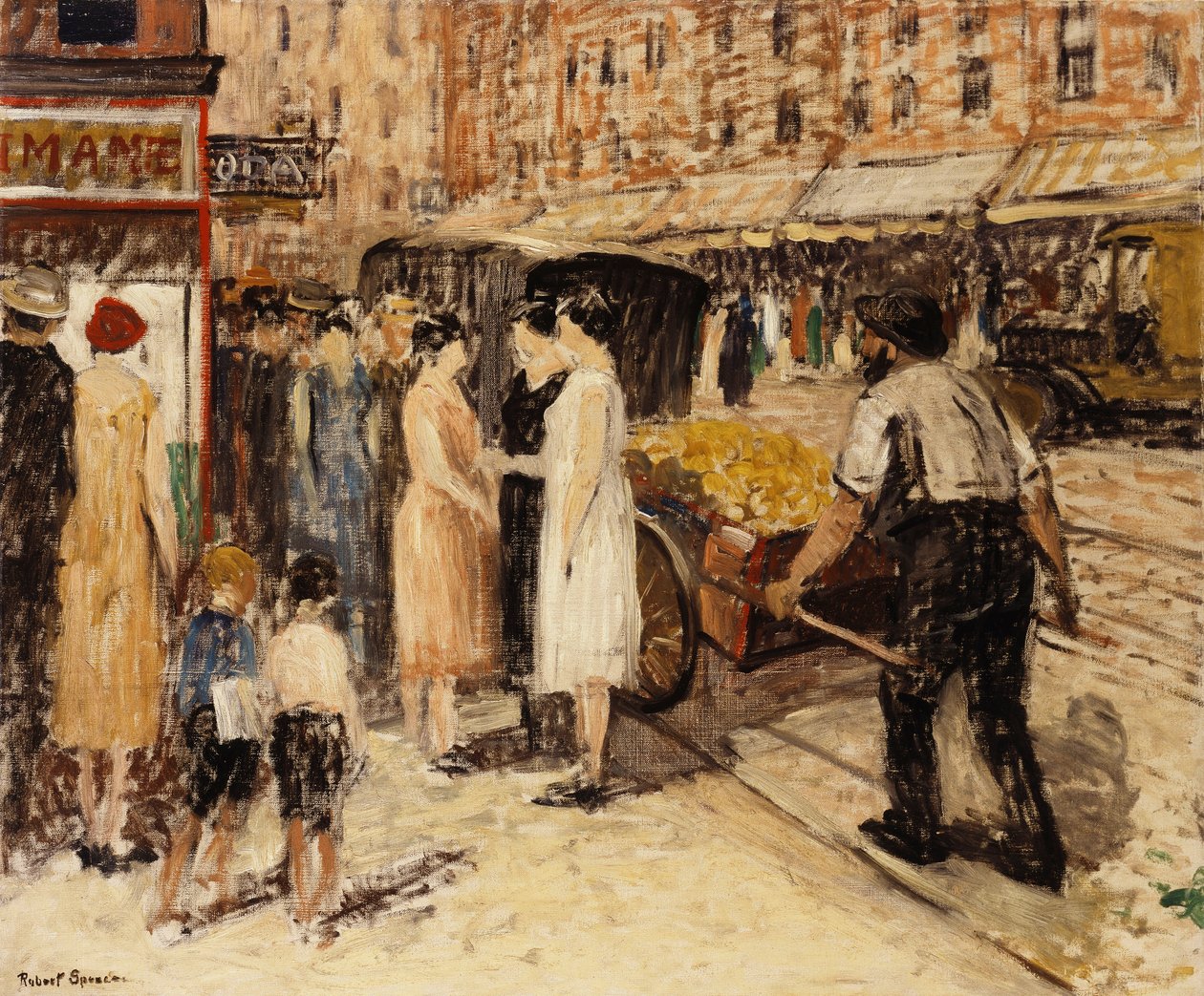 Lower East Side, ca. 1930 (olje på lerret) av Robert C. Spencer