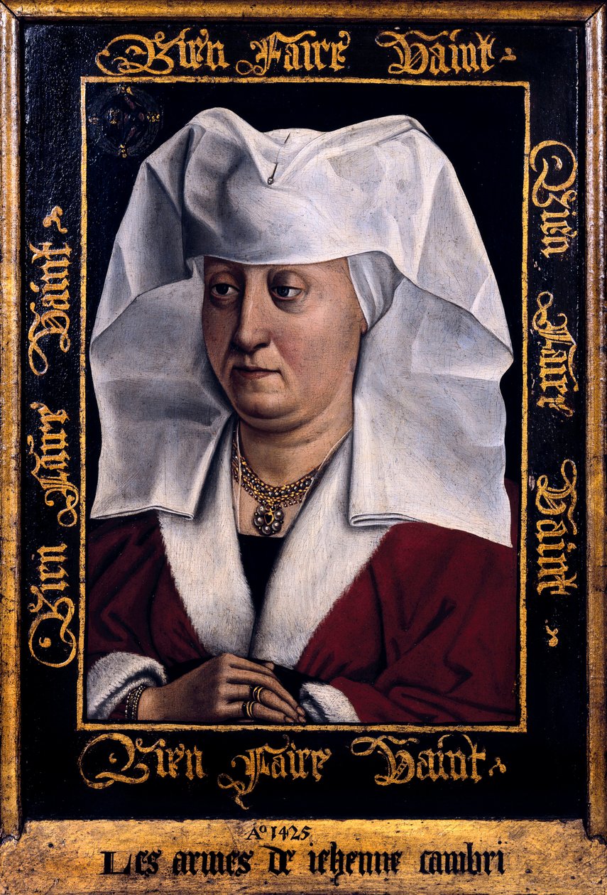 ""Portrett av Marie De Pacy"" Maleri av Robert Campin, mester i Flemalle (1378-1444) 1415-1440 Tournai. Museum of Fine Arts Belgia av Robert Campin