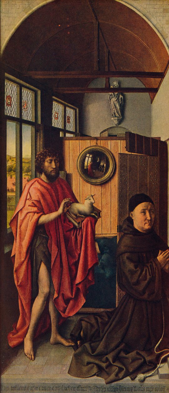 St. Johannes døperen og fransiskanermesteren Henrik av Werl, 1438, c1934 av Robert Campin