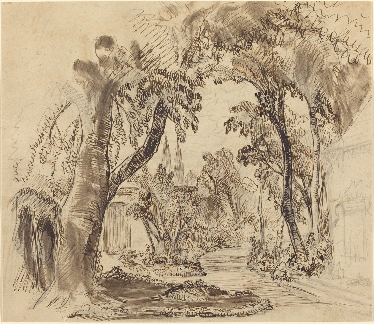 En trekantet hagesti (foreløpig skisse for "Sleeping Beauty and the Beast"?) av Robert Caney