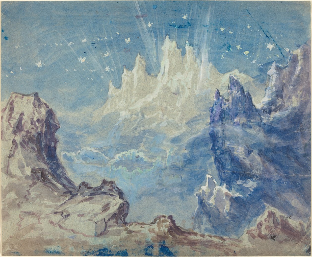 Fantastisk fjellandskap med stjernehimmel av Robert Caney