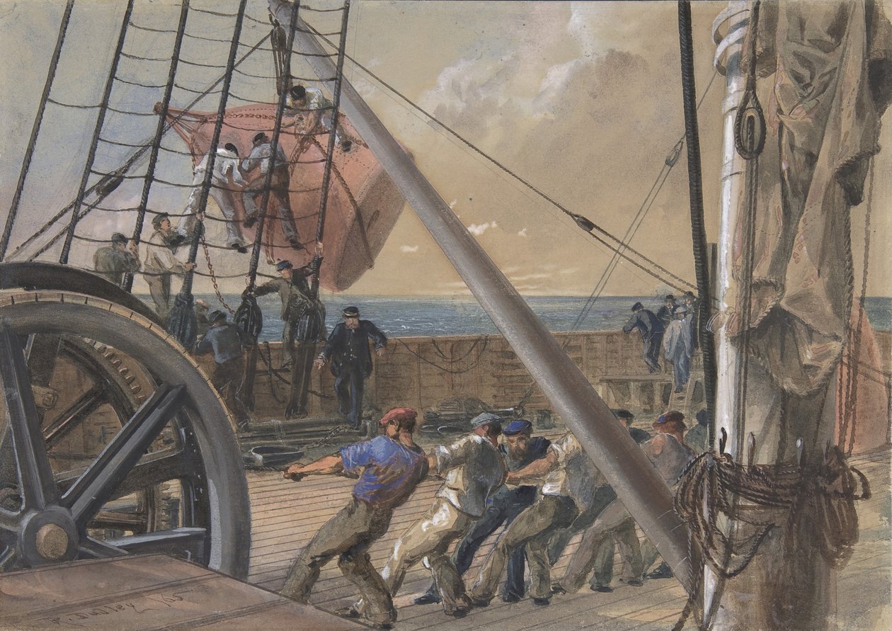 Å komme ut av en av de store bøyene for utsetting, 2. august 1865, 1865. av Robert Charles Dudley