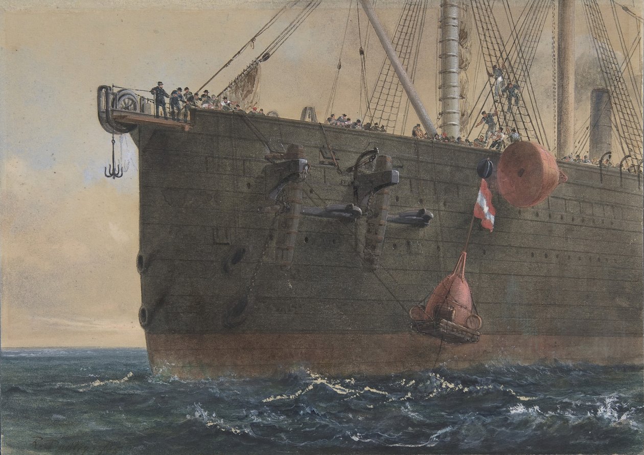 In the Bows of the Great Eastern: The Cable Broken and Lost, Preparing to Grapple, 2. august 1865, av Robert Charles Dudley
