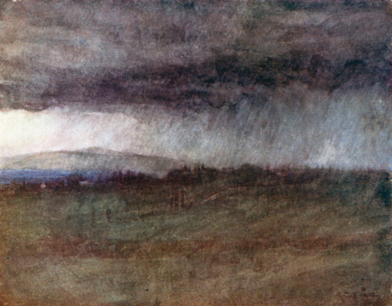 En storm som feier over Arno-dalen (fargelitografi) av Robert Charles Goff