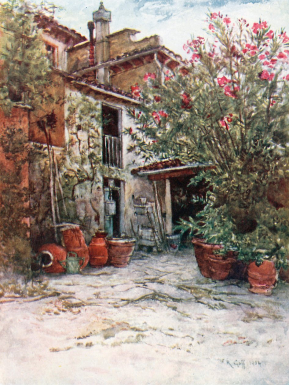 En toskansk gård (fargelitografi) av Robert Charles Goff
