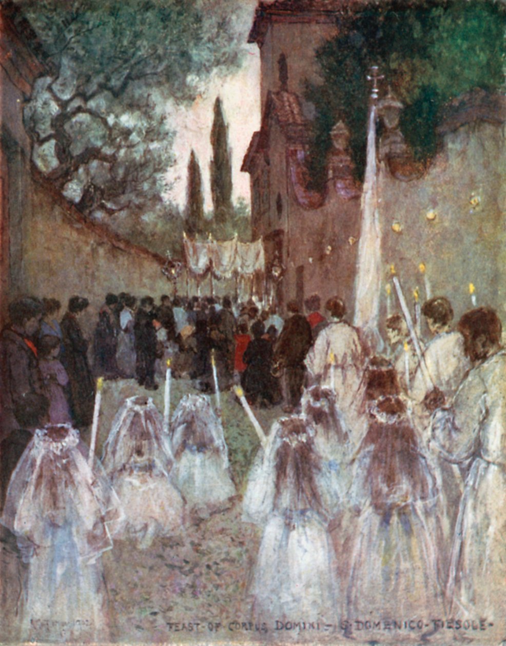 Corpus Christi-festen (fargelitografi) av Robert Charles Goff