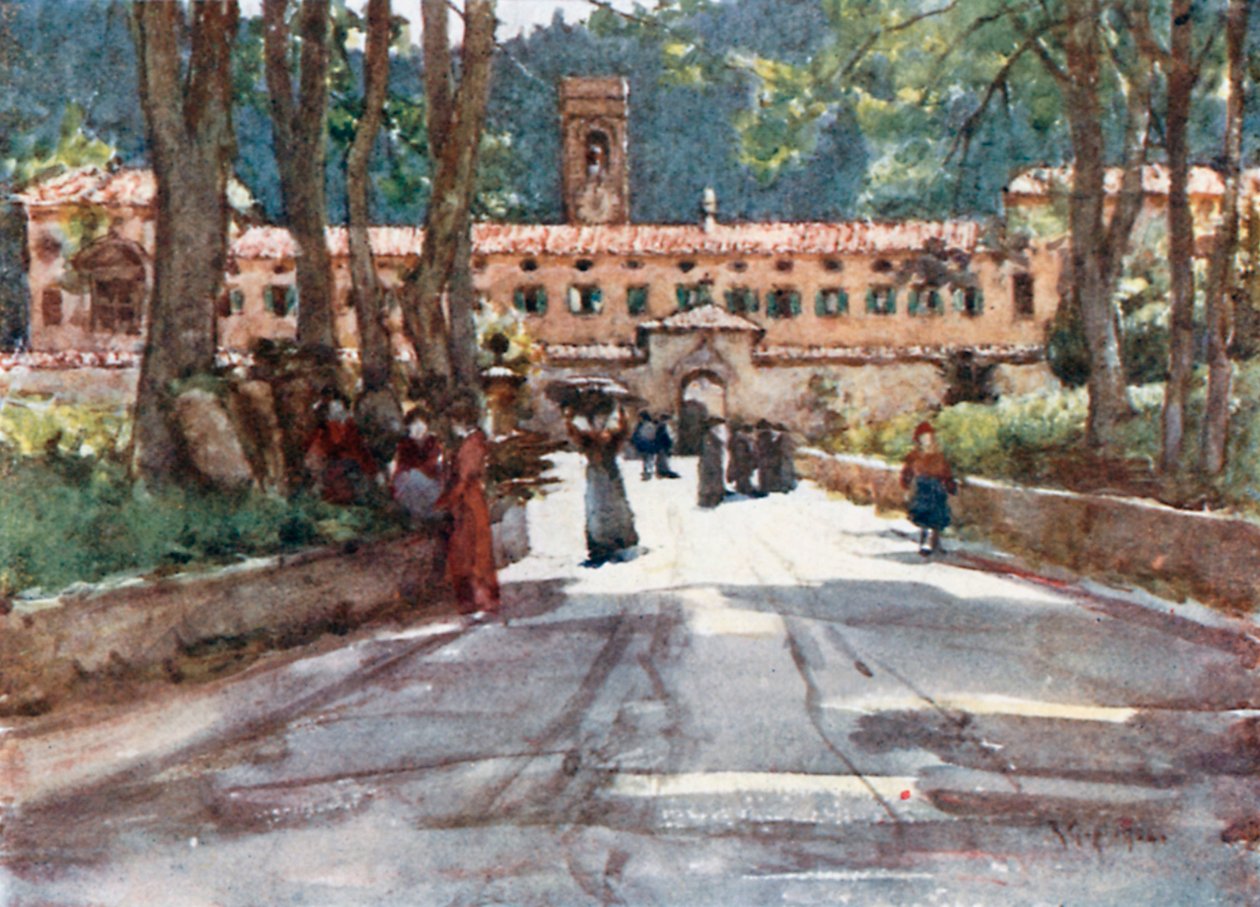 Det gamle klosteret i Vallombrosa (fargelitografi) av Robert Charles Goff