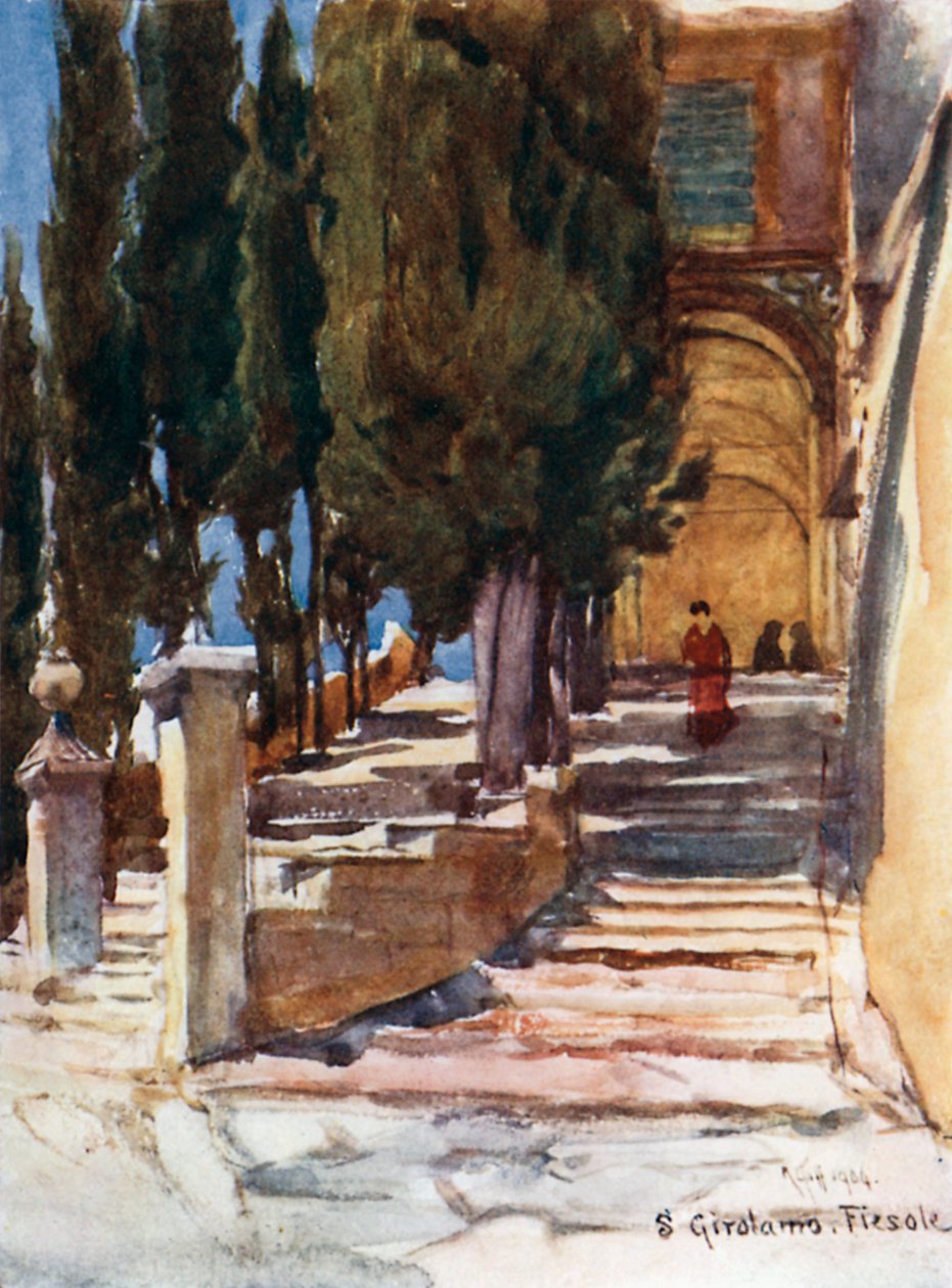 Trappene til San Girolamo-klosteret (fargelitografi) av Robert Charles Goff