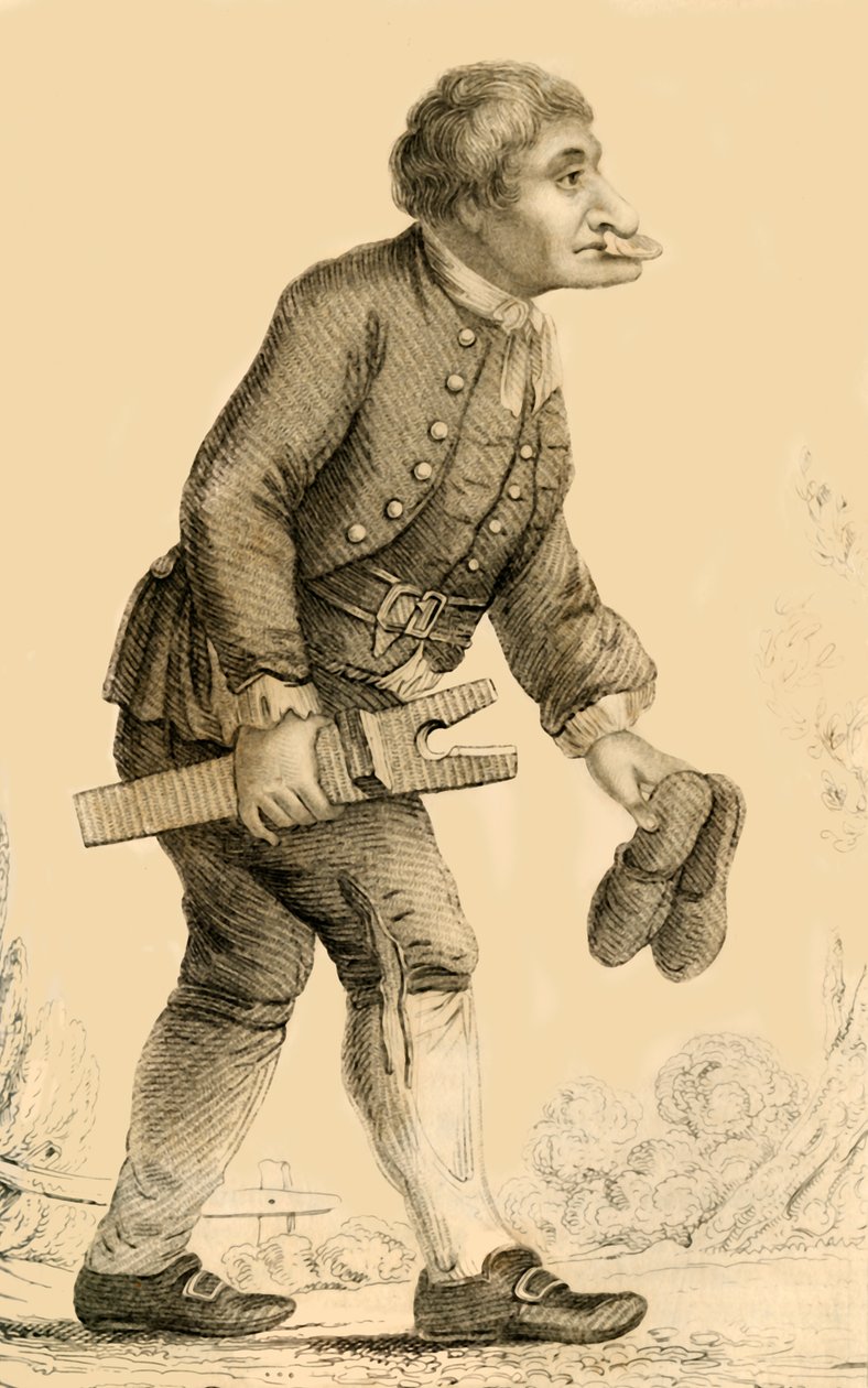 Old Boots, en velkjent karakter på Rippon i Yorkshire, 1821. av Robert Cooper