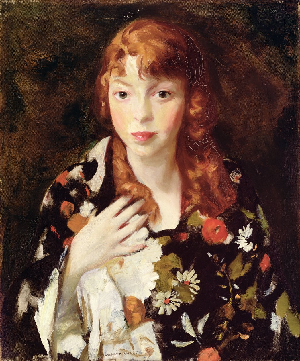 Edna Smith in a Japanese Wrap, ca. 1915 (olje på lerret) av Robert Cozad Henri