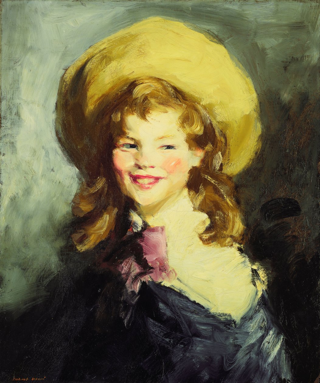 Jente med stor hatt, av Robert Cozad Henri