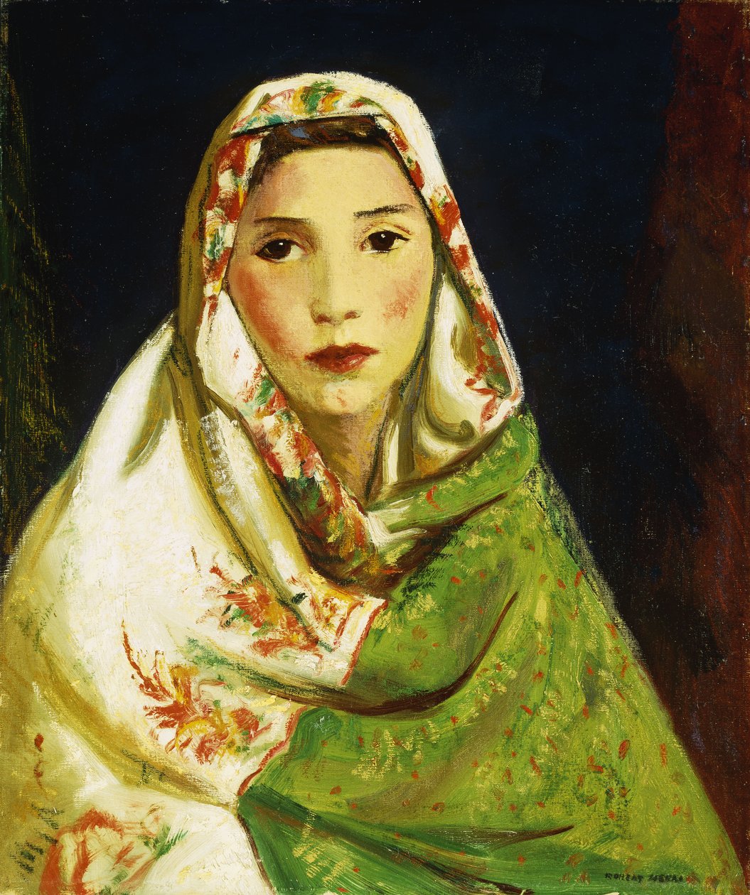 Meksikansk jente med orientalsk skjerf, 1916 av Robert Cozad Henri