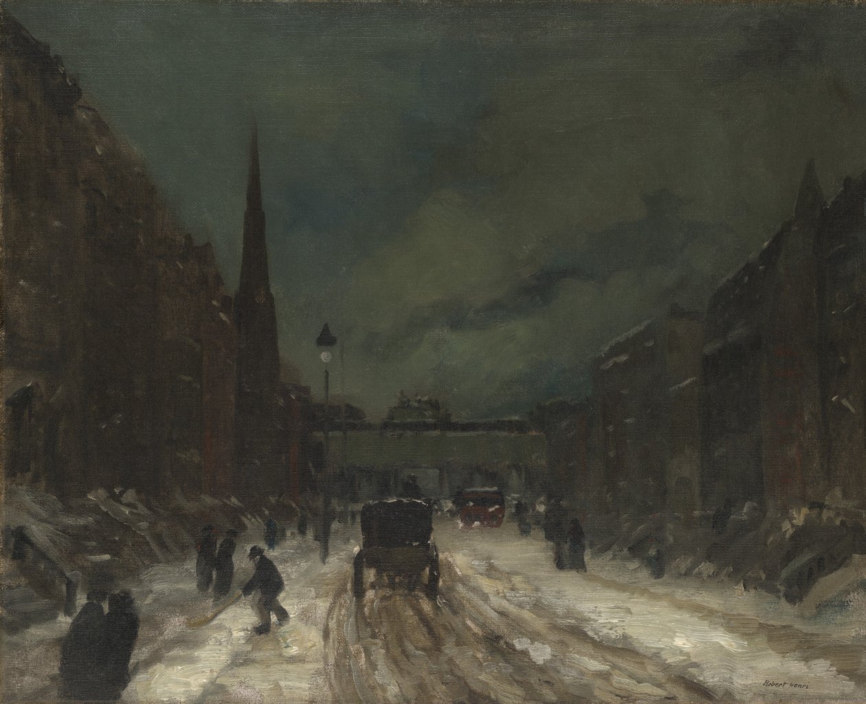 Gatescene med snø (57th Street, NYC.), 1902 av Robert Cozad Henri