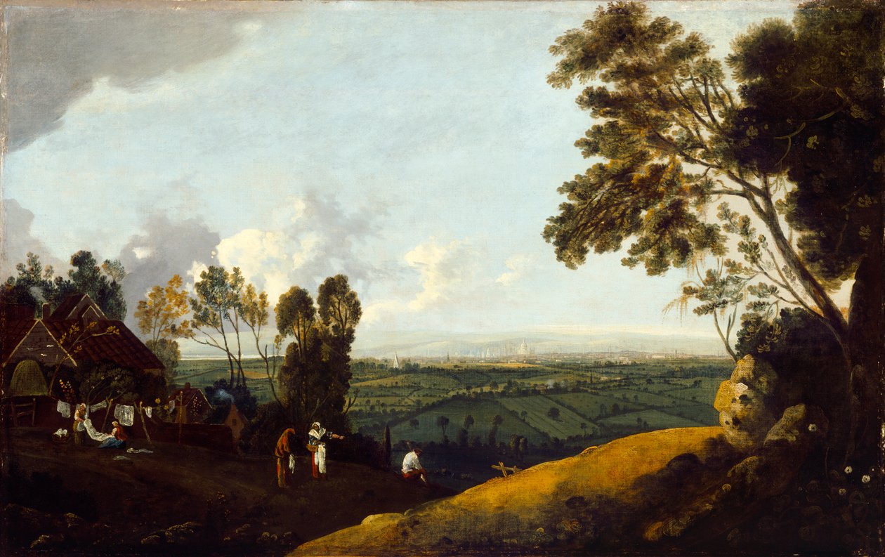 Utsikt over London fra Highgate, ca. 1775 (olje på lerret) av Robert Crone