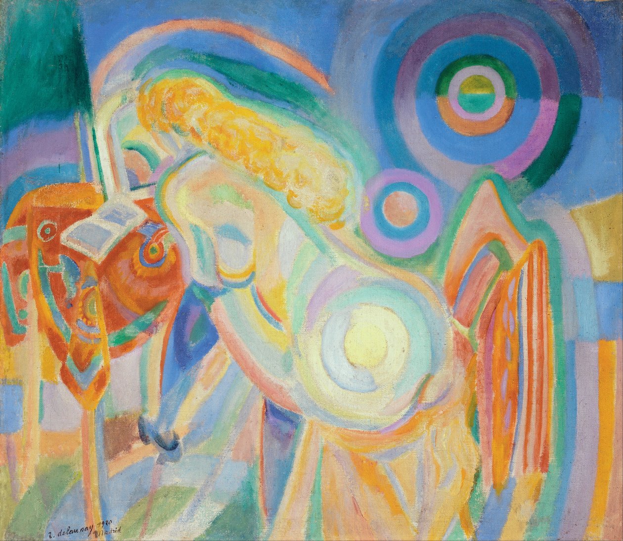 Naken kvinne som leser av Robert Delaunay