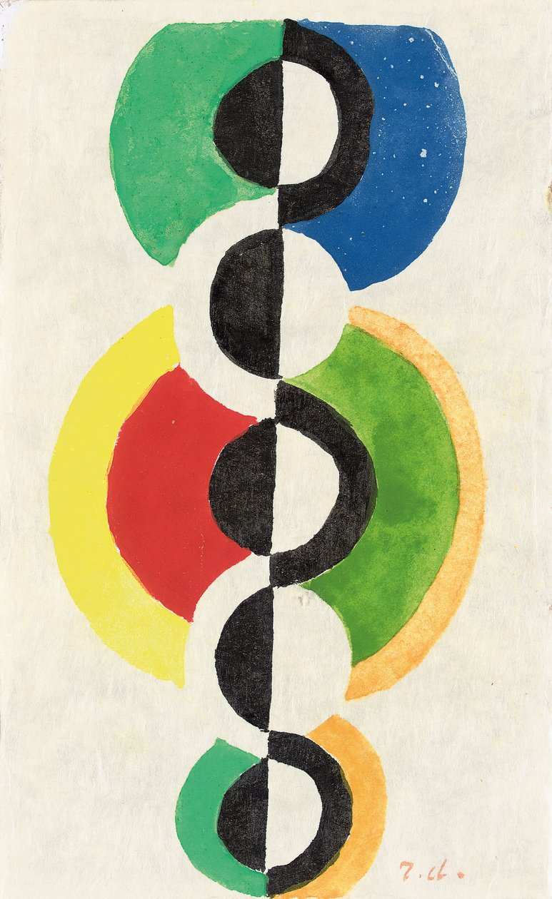 Rhythm, ca. 1932 (gouache, akvarell & pensel og blekk på Japon nacré-papir) av Robert Delaunay