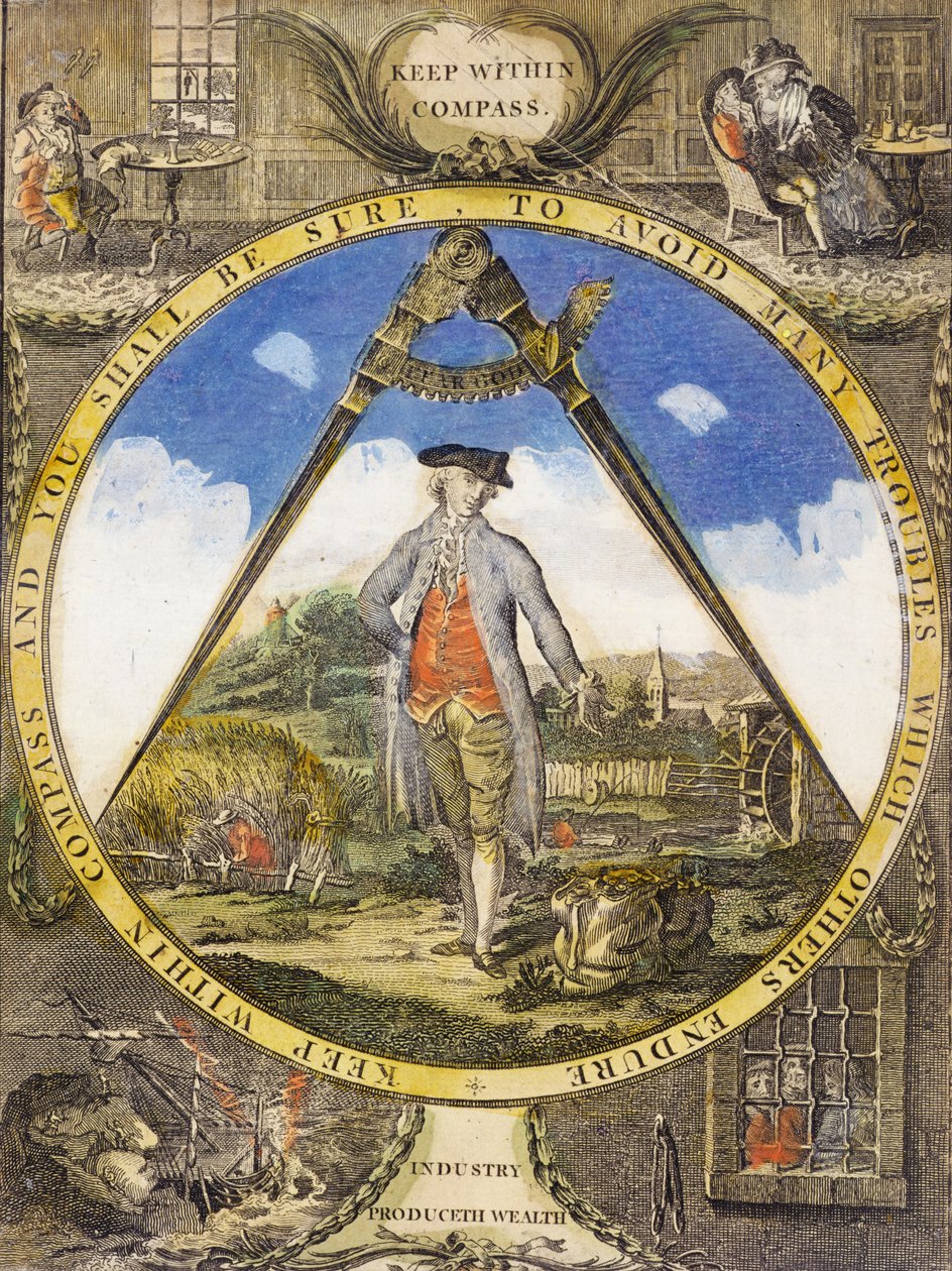 Hold deg innenfor kompasset c. 1784 (håndfarget etsing og gravering) av Robert Dighton