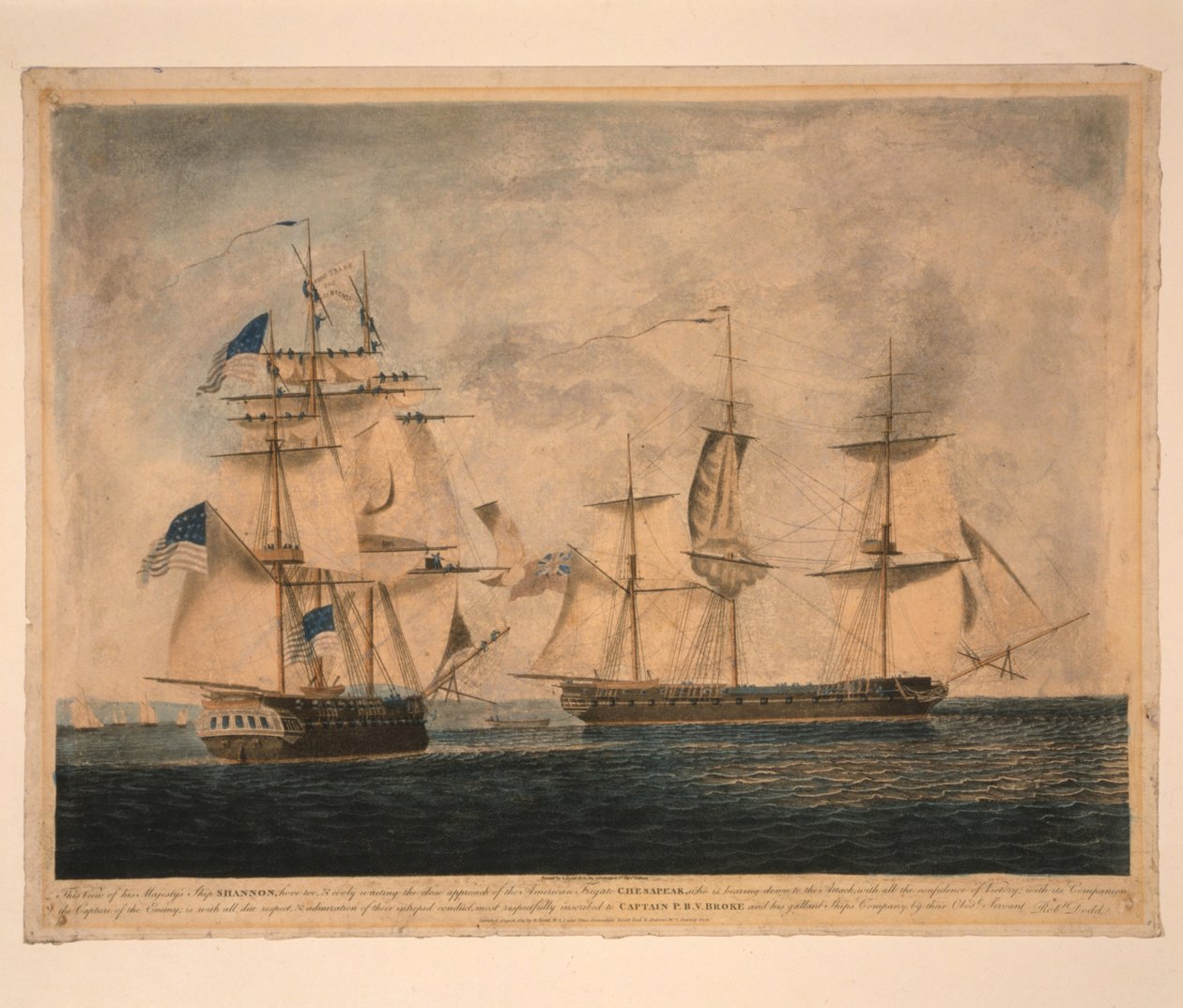 HMS Shannon fanger USS Chesapeake, 1. juni 1813, 1813 av Robert Dodd