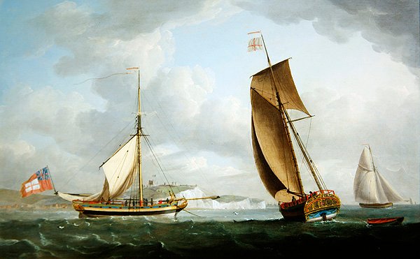 Trinity House Yacht i to posisjoner utenfor Dover av Robert Dodd