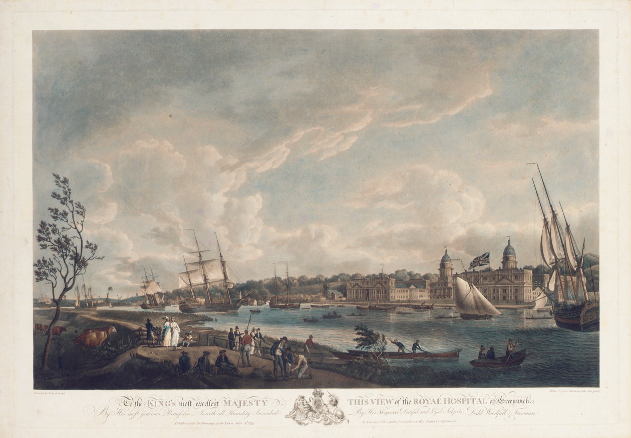 Utsikt over Royal Hospital i Greenwich, 1793 av Robert Dodd