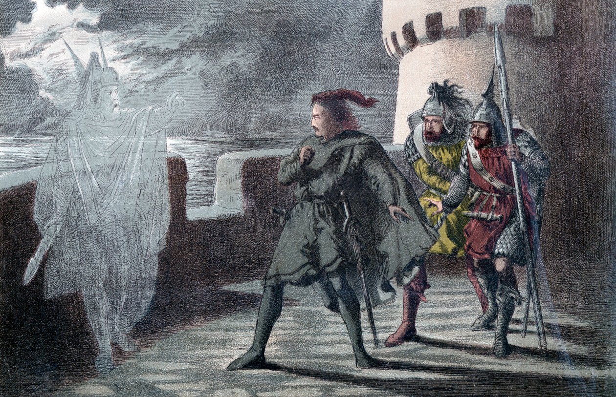 Hamlet ser farens spøkelse på slagmarkene til Helsingør slott av Robert Dudley