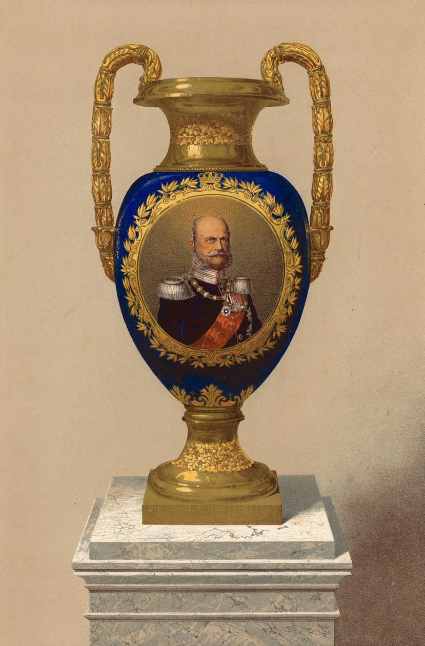 Porselensvase, gitt av Deres Majesteter Kongen og Dronningen av Preussen (chromolitho) av Robert Dudley
