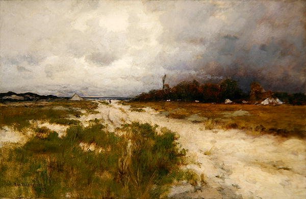 Kystlandskap, sanddyner og vindmølle av Robert Eichelberger