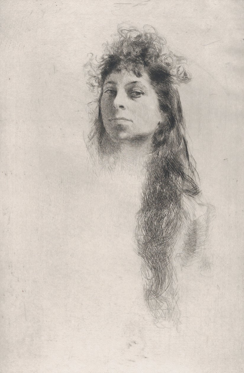 Leder for en jente med langt hår,.n.d., n.d.. av Robert Frederick Blum