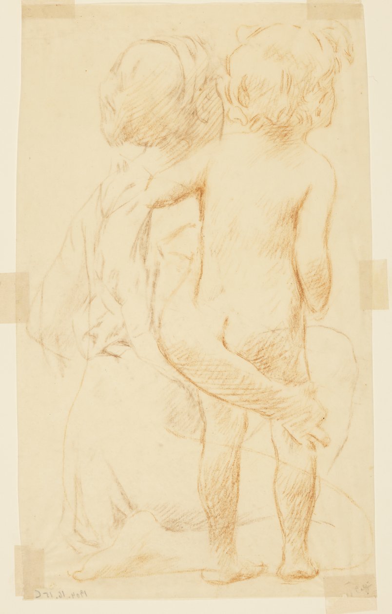 Studie for en sittende kvinne som holder et barn, «Vintage Festival», Mendelssohn Glee Club, New York, NY av Robert Frederick Blum