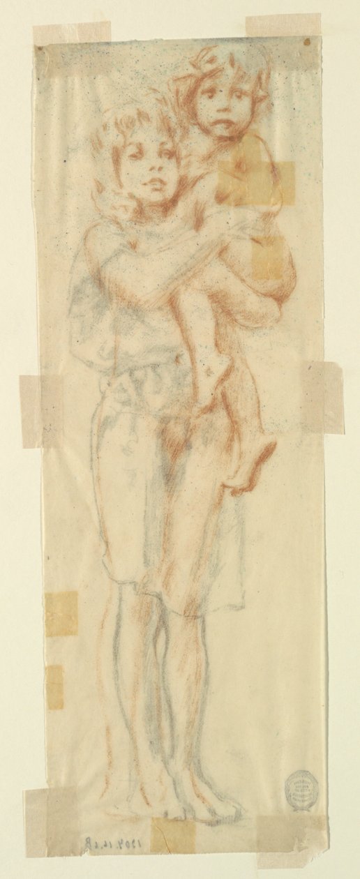Studie for en kvinne som holder et barn, "Vintage Festival," Mendelssohn Glee Club, New York, NY av Robert Frederick Blum