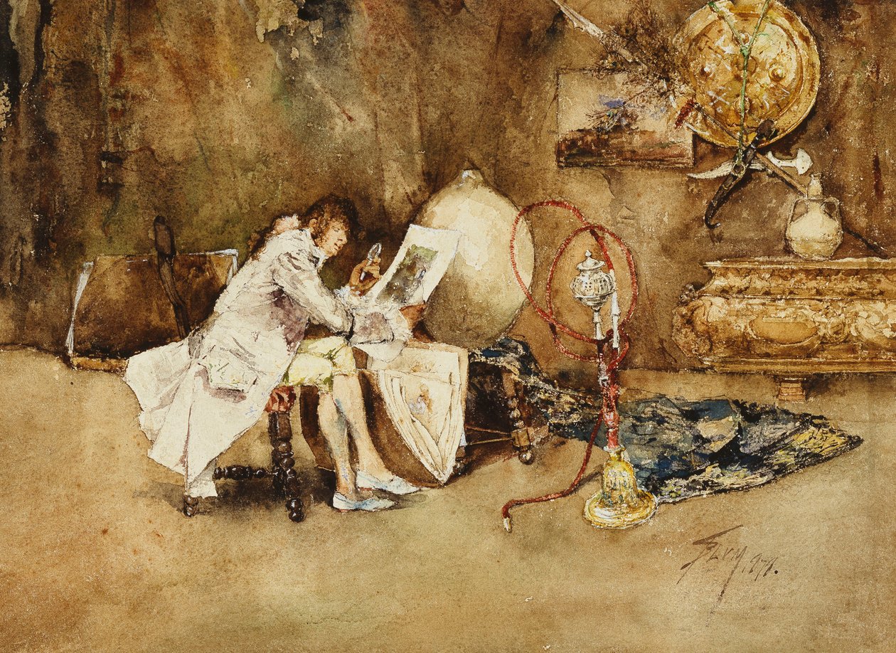 The Connoisseur of Watercolors, 1878 av Robert Frederick Blum