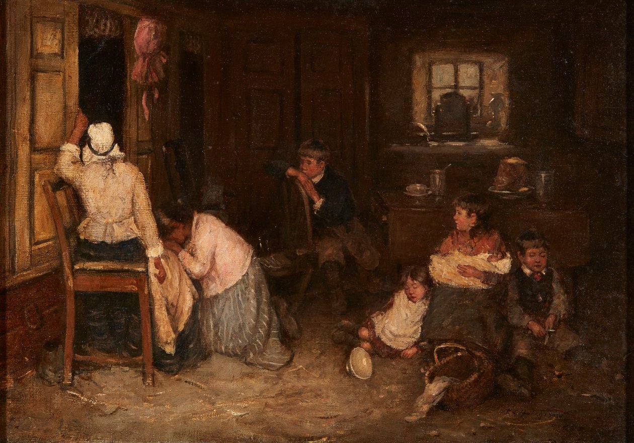 Triste nyheter (olje på lerret) av Robert Gemmell Hutchison